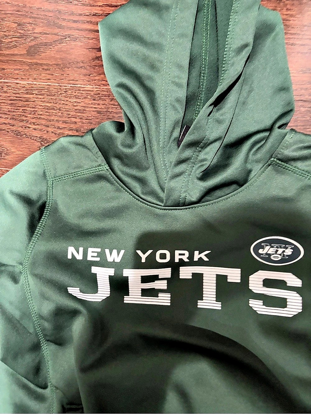 NFL Team Apparel New York Jets hooded jacket Boys Small (8) Green Jets Hooded